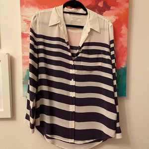 Equipment blue and white striped shirt M